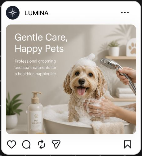 Lumina pet grooming campaign visual